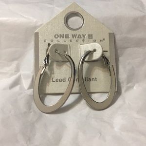 Silver oval shaped hoops